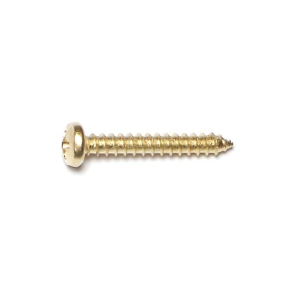 Midwest Fastener Sheet Metal Screw, #6 x 1 in, Brass Plated Steel Pan Head Phillips Drive, 40 PK 64143 - main